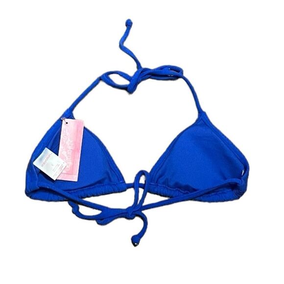 NWT Xhilaration Junior’s Blue Cobalt Terrycloth Triangle Slide Bikini Top, S - Picture 5 of 10